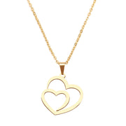 Double peach heart necklace couple necklace