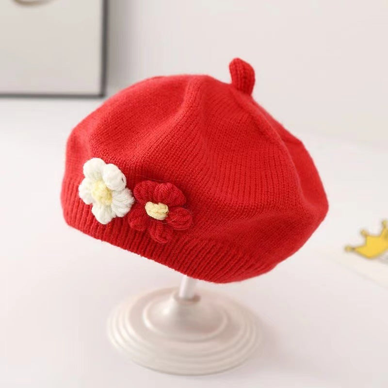 Soft Acrylic Baby Beret Hat for Girls & Toddlers