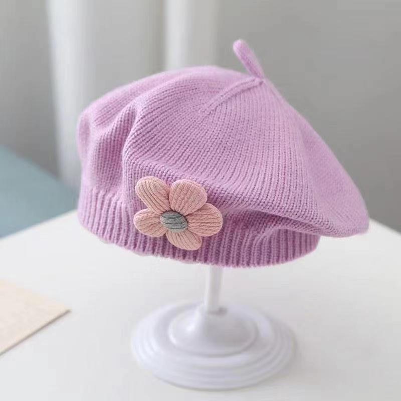 Soft Acrylic Baby Beret Hat for Girls & Toddlers
