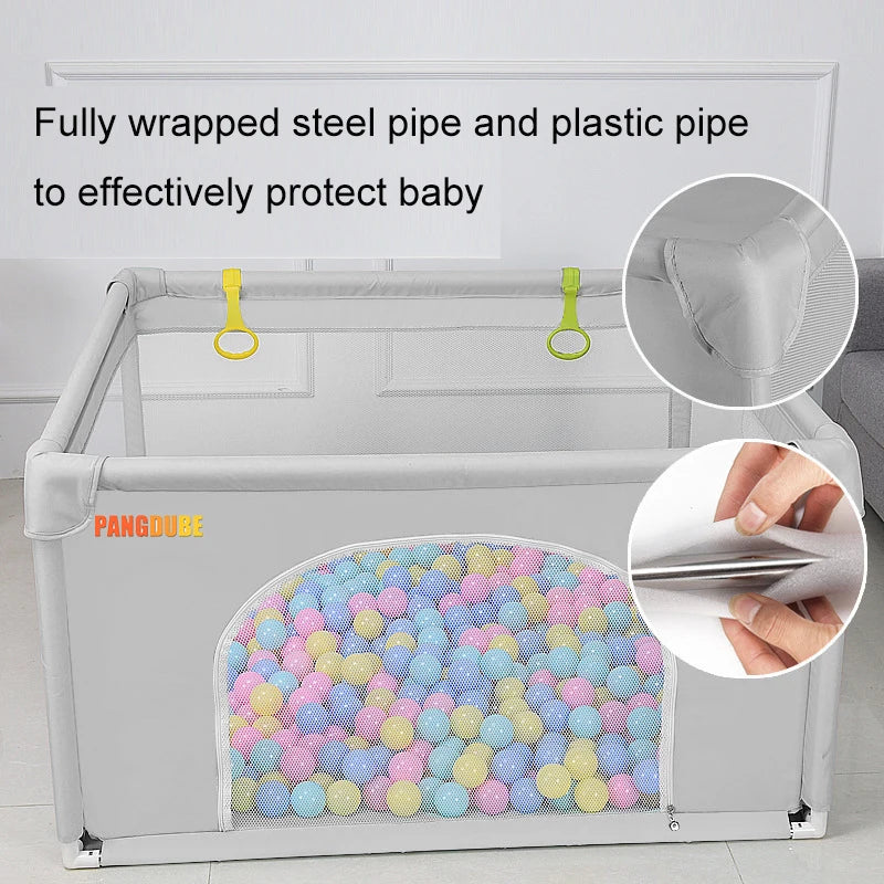 PANGDUBE 5-Sizes Option Baby Playpen Children Playground with Foam Protector Baby Safety Fence Kids Ball Pit Playpen for Babies