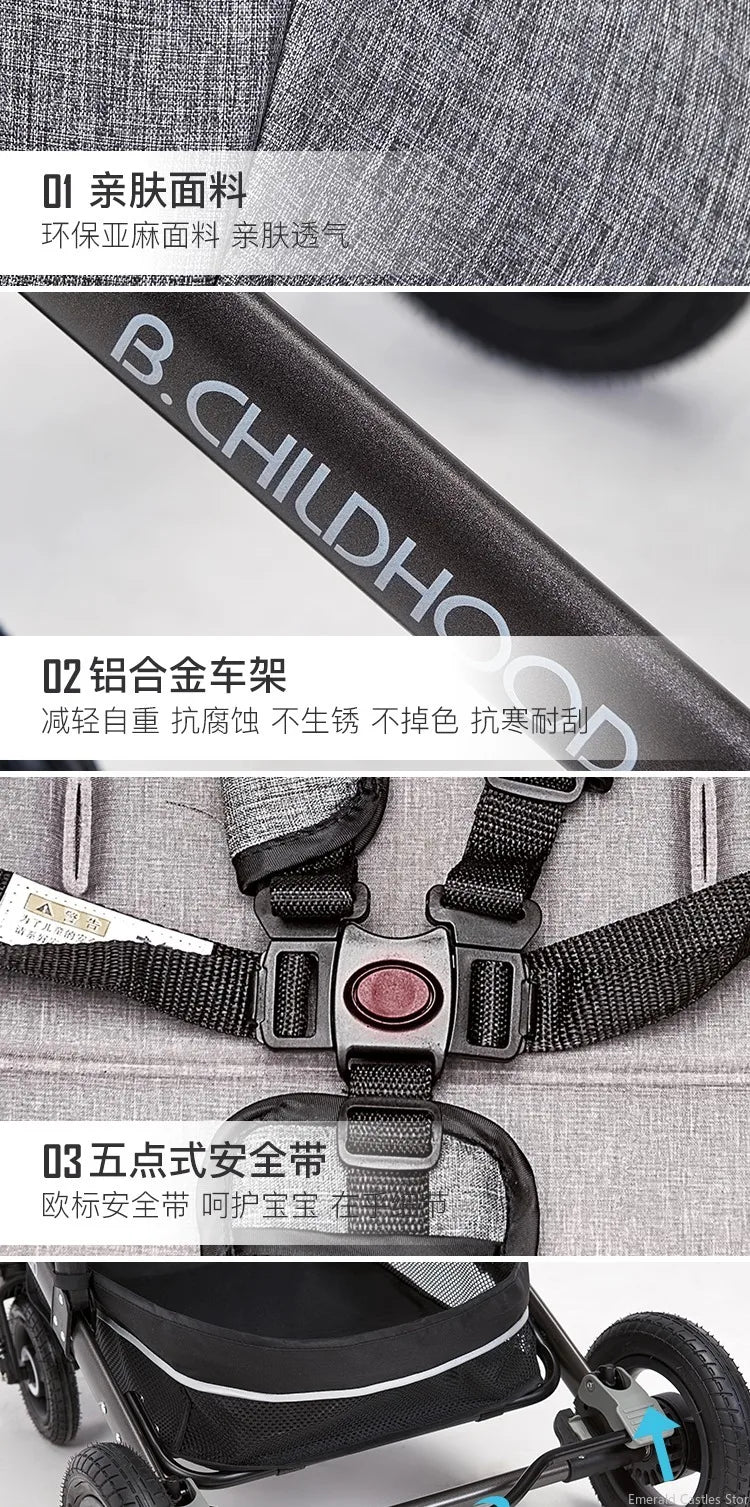 Baby stroller 3 in 1 stroller folding two-sided child four seasons kinderwagen baby carriage high landscape Newborn Travelling
