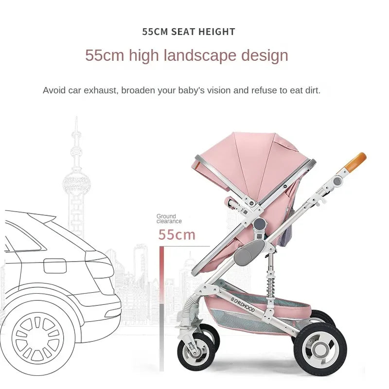 Baby stroller 3 in 1 stroller folding two-sided child four seasons kinderwagen baby carriage high landscape Newborn Travelling