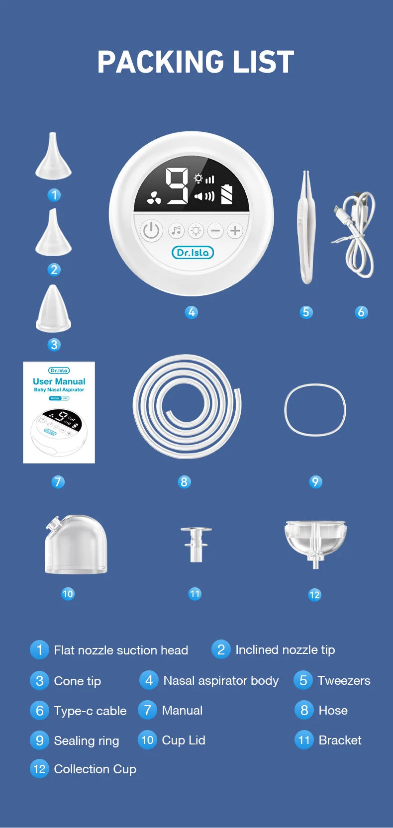 MAMIJOY Baby Nasal Aspirator Electric Nose Cleaner with Built-In Music & Night Light Rechargeable Nose Booger Sucker for Babies