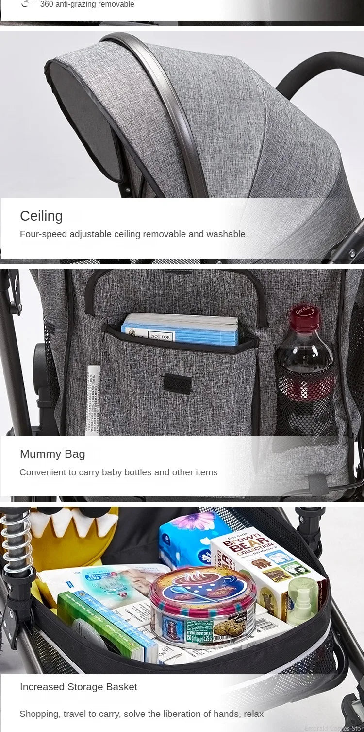 Baby stroller 3 in 1 stroller folding two-sided child four seasons kinderwagen baby carriage high landscape Newborn Travelling