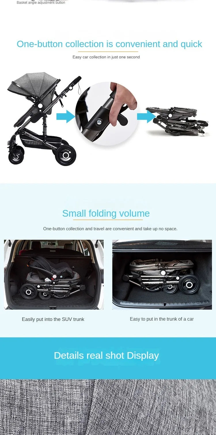 Baby stroller 3 in 1 stroller folding two-sided child four seasons kinderwagen baby carriage high landscape Newborn Travelling