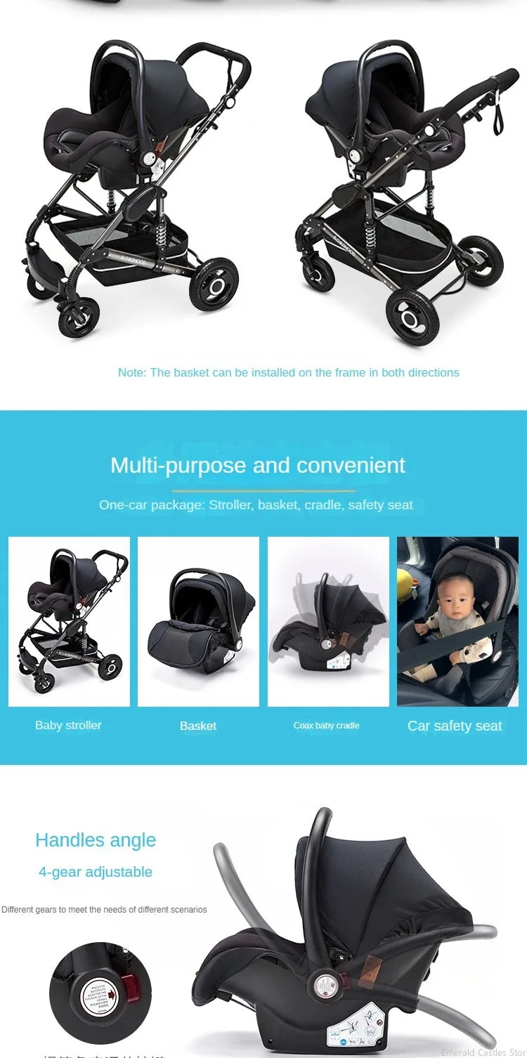 Baby stroller 3 in 1 stroller folding two-sided child four seasons kinderwagen baby carriage high landscape Newborn Travelling