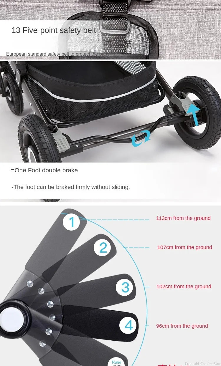 Baby stroller 3 in 1 stroller folding two-sided child four seasons kinderwagen baby carriage high landscape Newborn Travelling