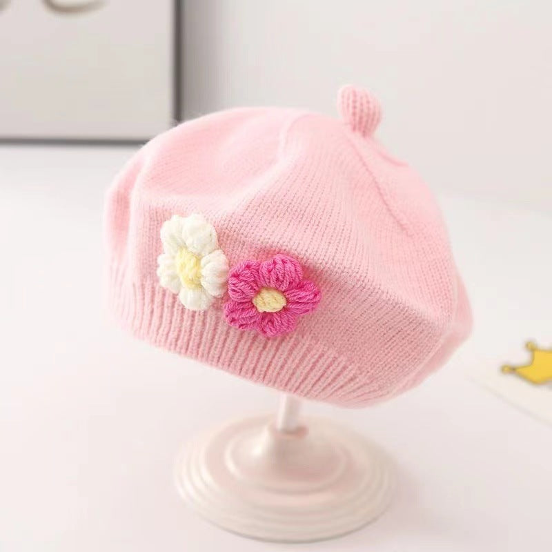 Soft Acrylic Baby Beret Hat for Girls & Toddlers
