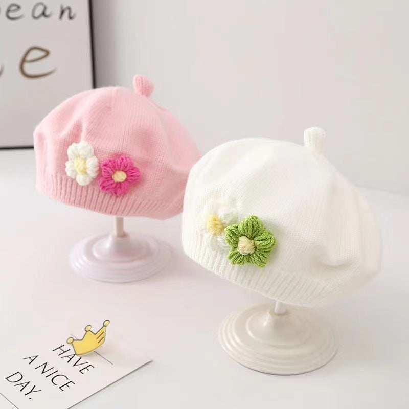 Soft Acrylic Baby Beret Hat for Girls & Toddlers