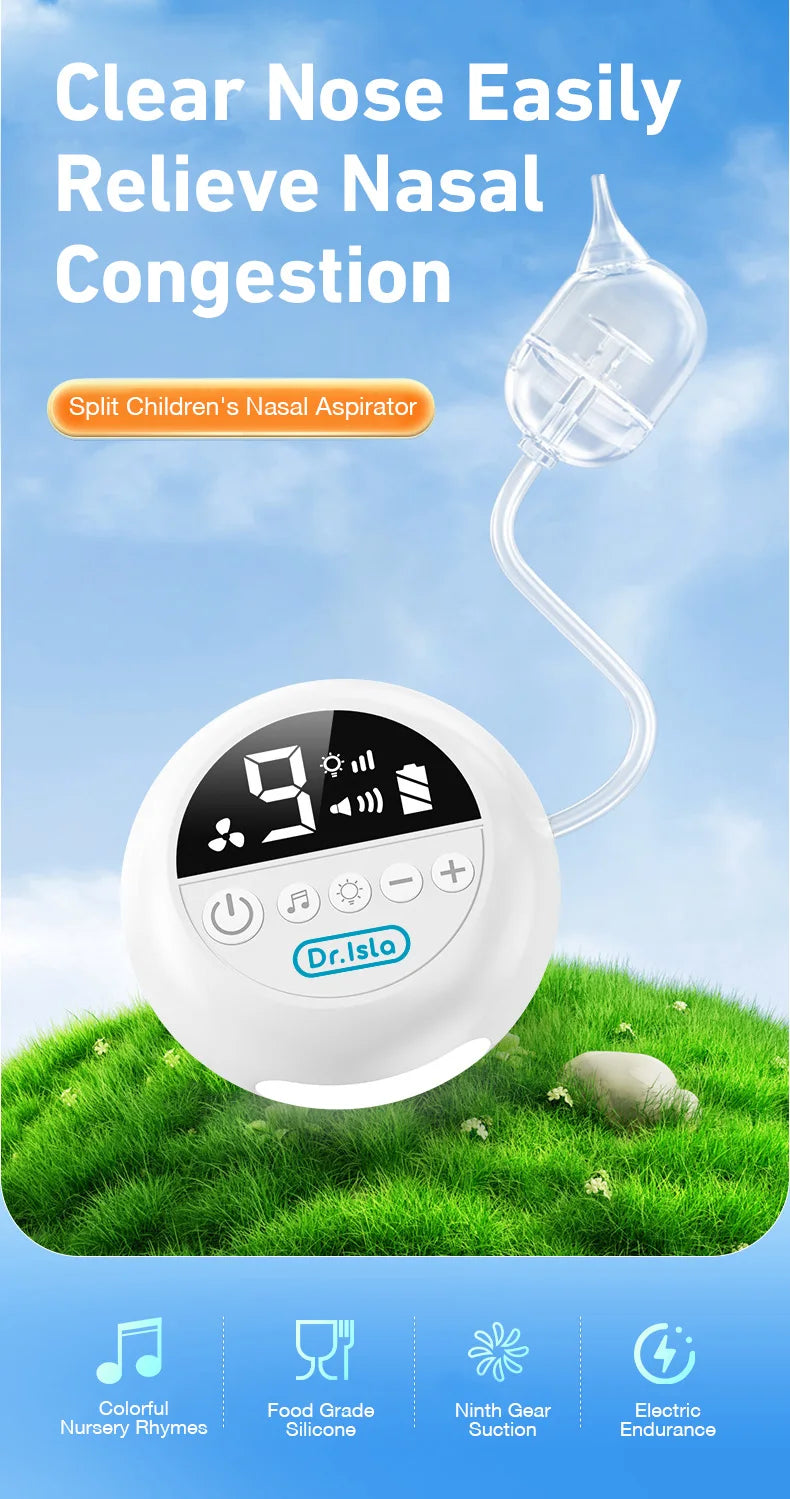MAMIJOY  Baby Nasal Aspirator Electric Nose Cleaner with Built-In Music & Night Light Rechargeable Nose Booger Sucker for Babies