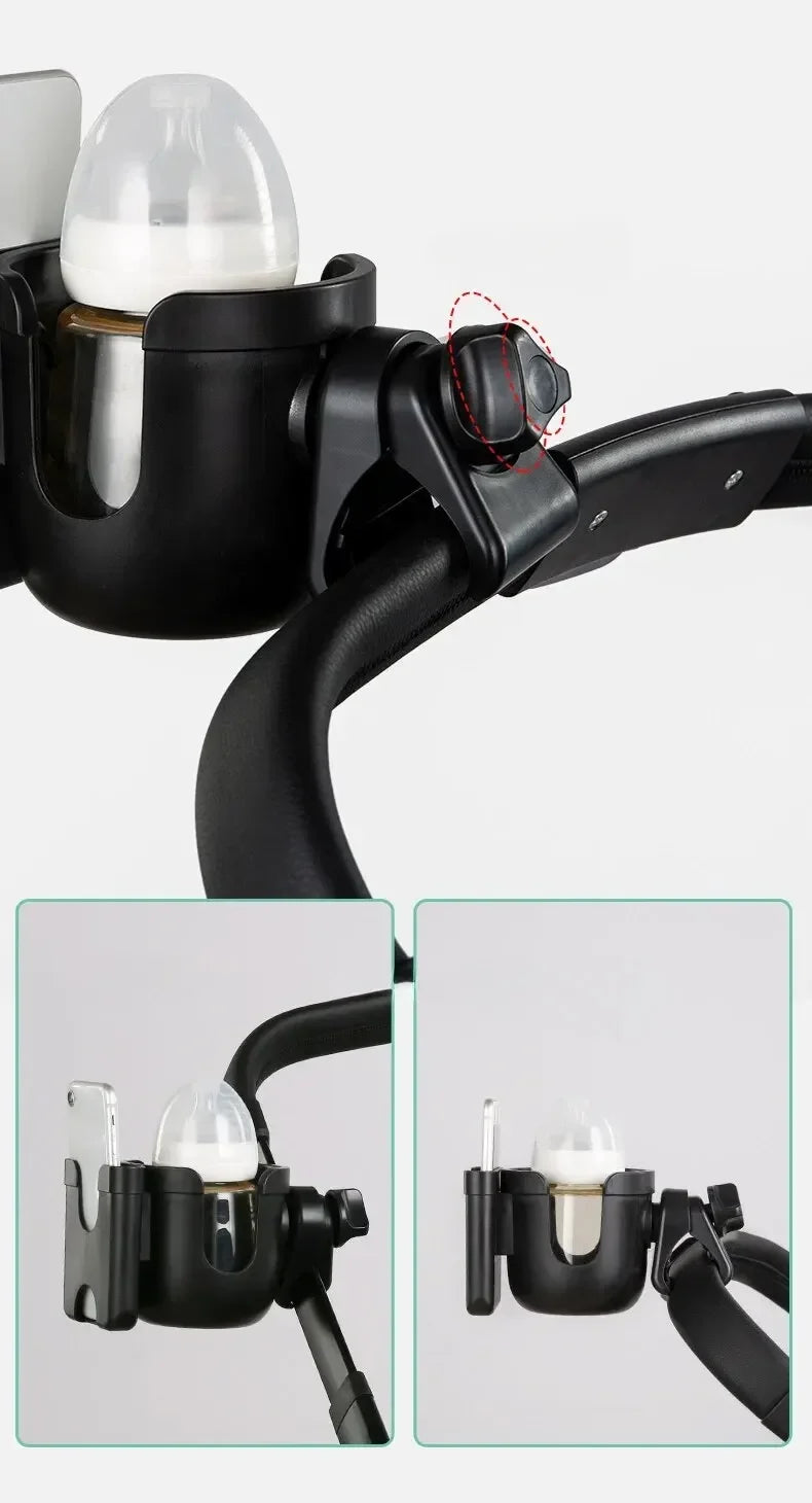 Baby Stroller Water Cup Bottle Holder Baby Stroller Accessories Multifunctional Baby Stroller Cup Holder 2-in-1 Phone Holder